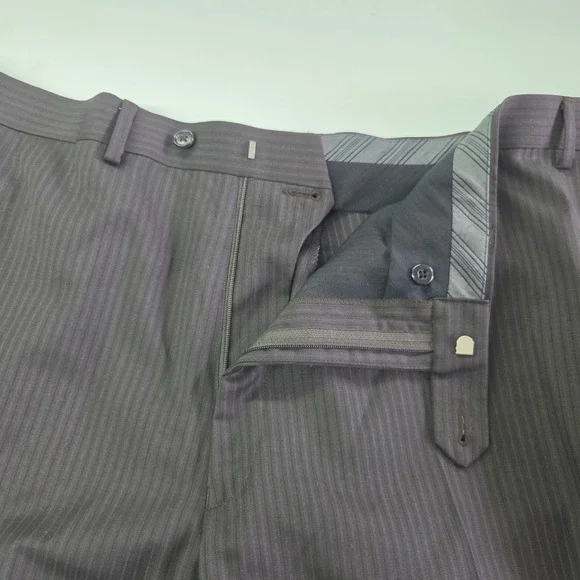 Calvin Klein Suit Men 50R Dark Brown Pinstripe Wool 2 Button Professional Formal